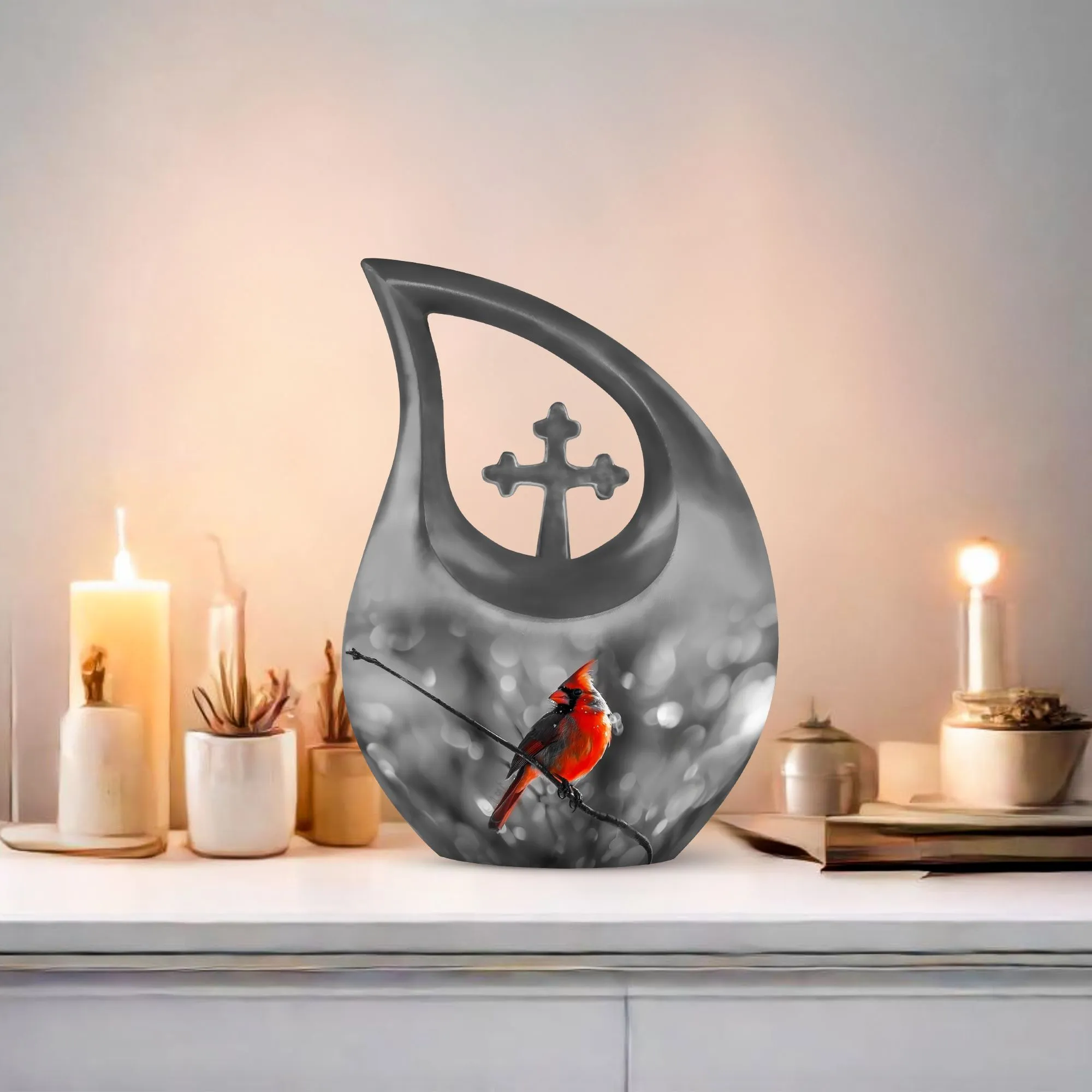 Cardinal Bird Tribute: Affection Memorial Urn for Cremation Ashes
