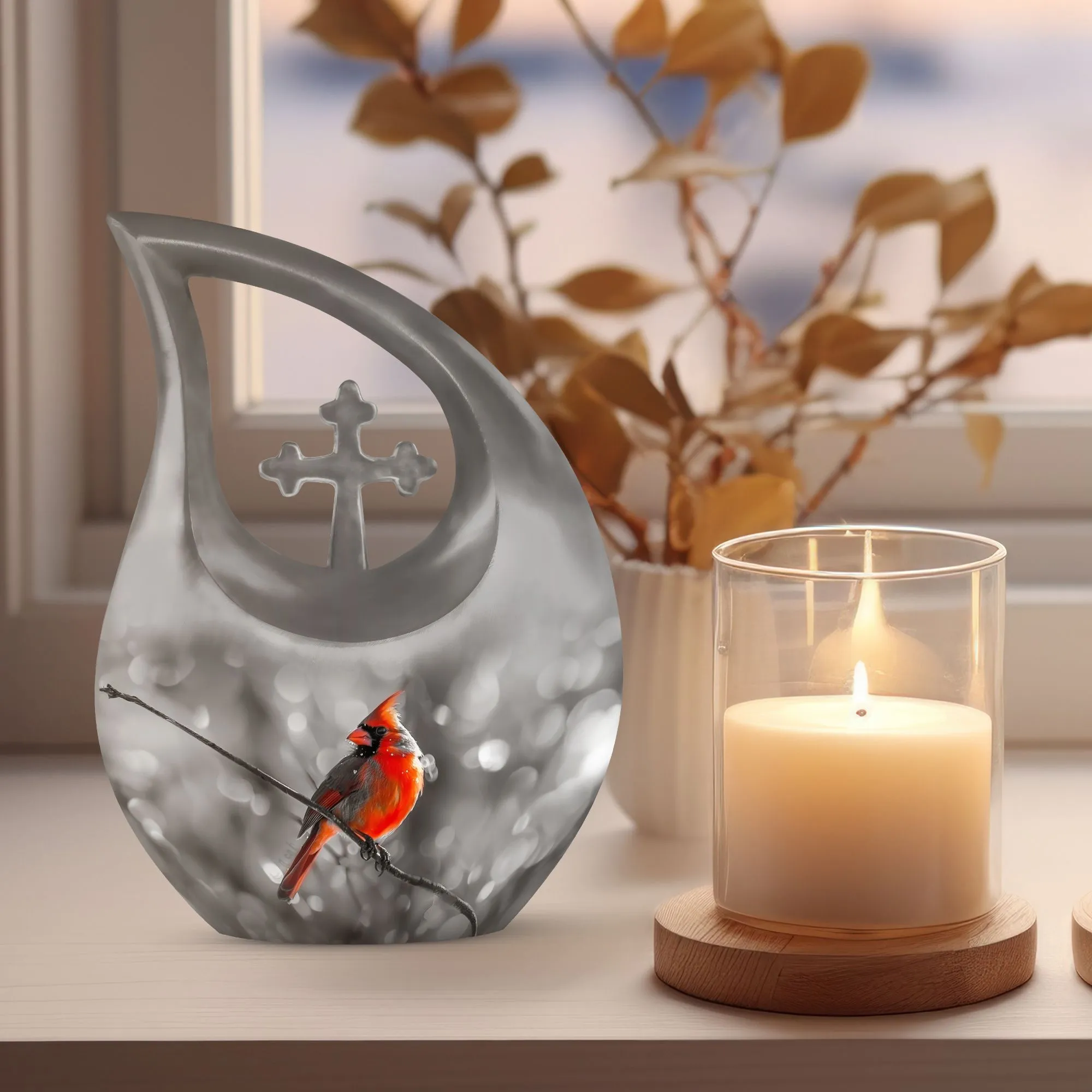 Cardinal Bird Tribute: Affection Memorial Urn for Cremation Ashes