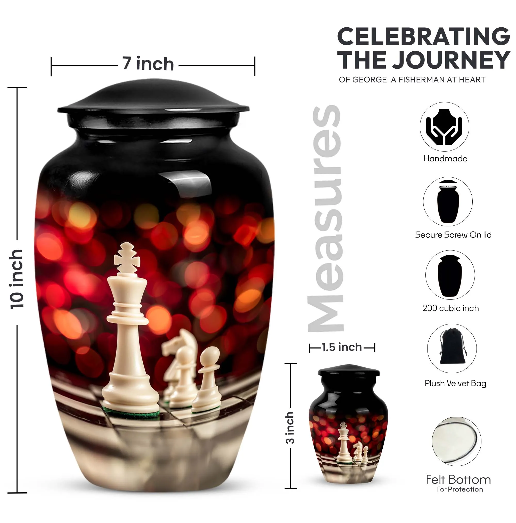Chess Urn Tribute:  Cremation Hold for Adult Male Remembrance