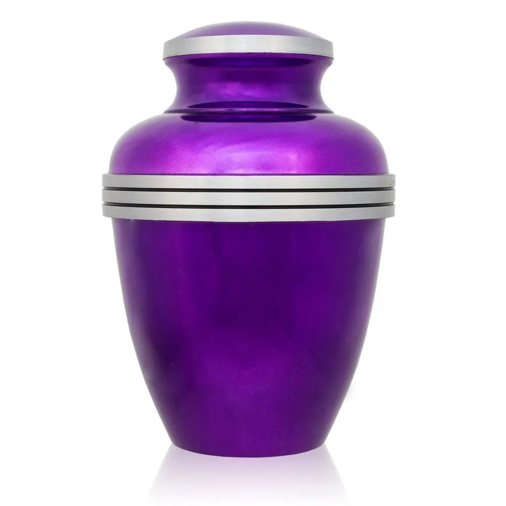 Dark Purple Banded Cremation Urn in Large