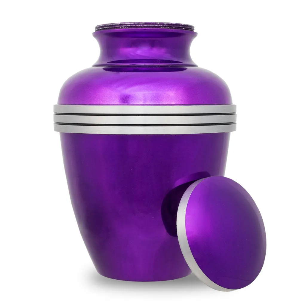 Dark Purple Banded Cremation Urn in Large