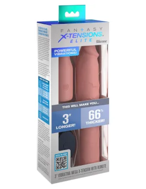 Fantasy X-tensions Elite - 3 Vibrating Mega X-tension with Remote - Light