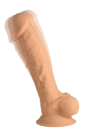 Fleshstixxx 8 Vibrating Silicone Dildo With Balls Tan