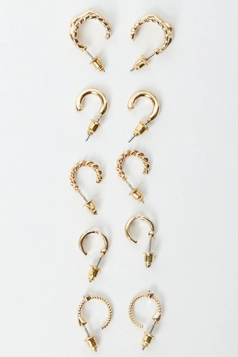 Gold 5 Pack Hoop Earrings