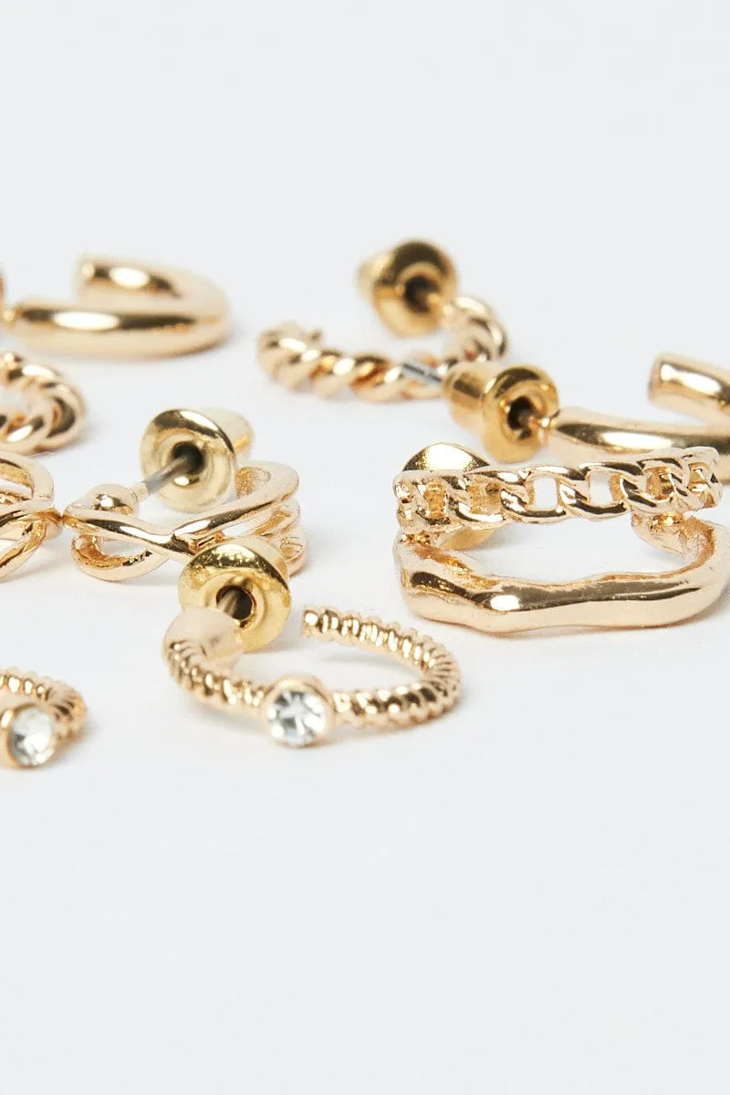 Gold 5 Pack Hoop Earrings