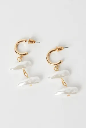 Gold Faux Pearl Drop Earrings