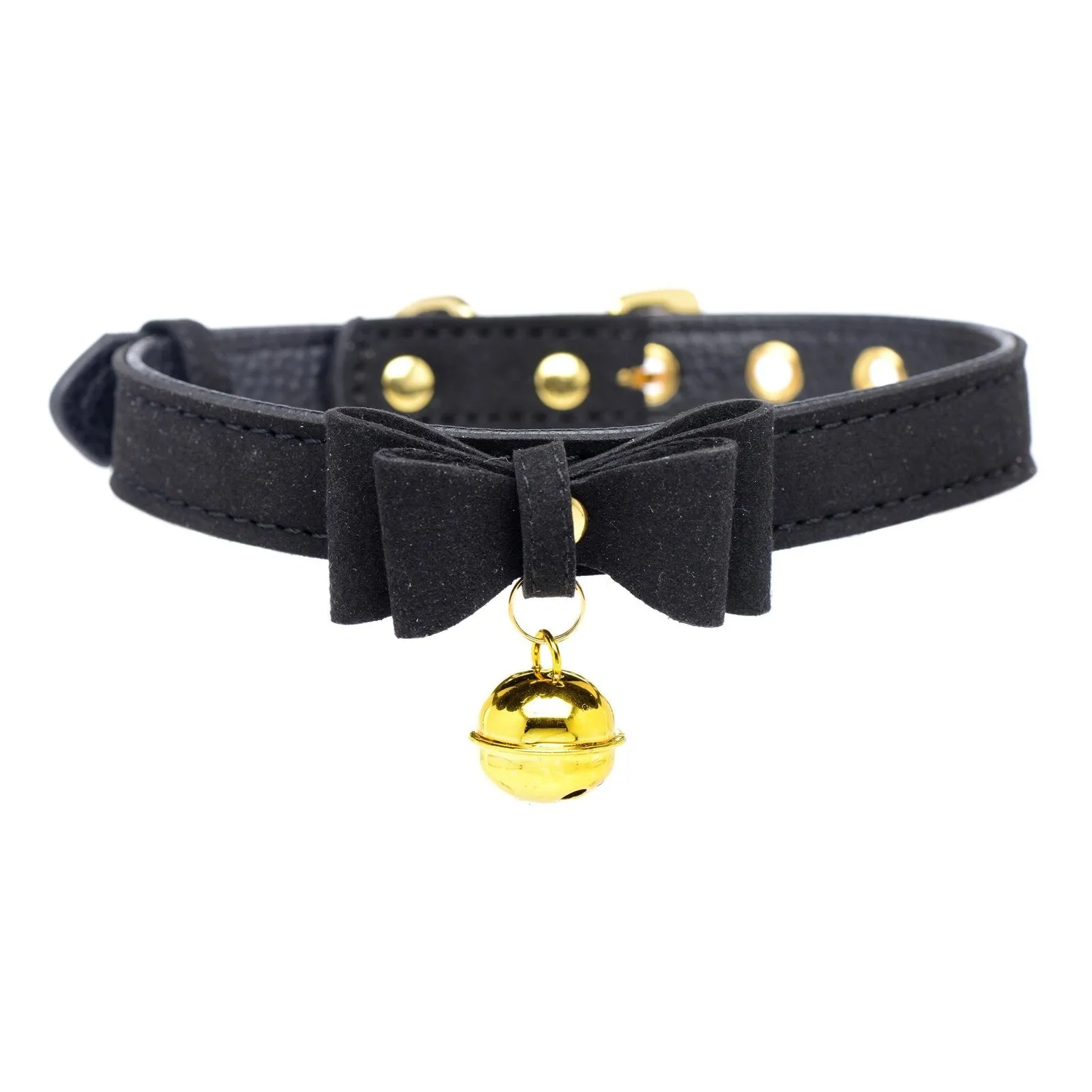 Golden Kitty Cat Bell Collar - Black/gold