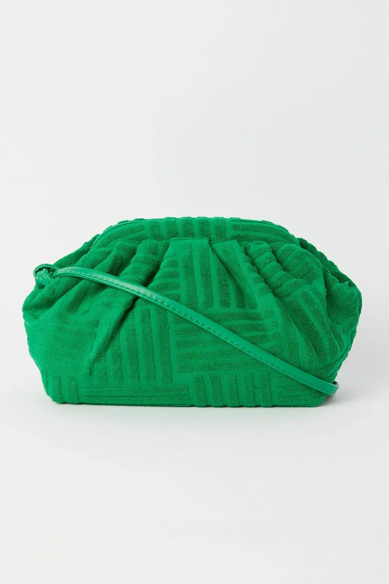 Green Toweling Detail Crossbody Bag