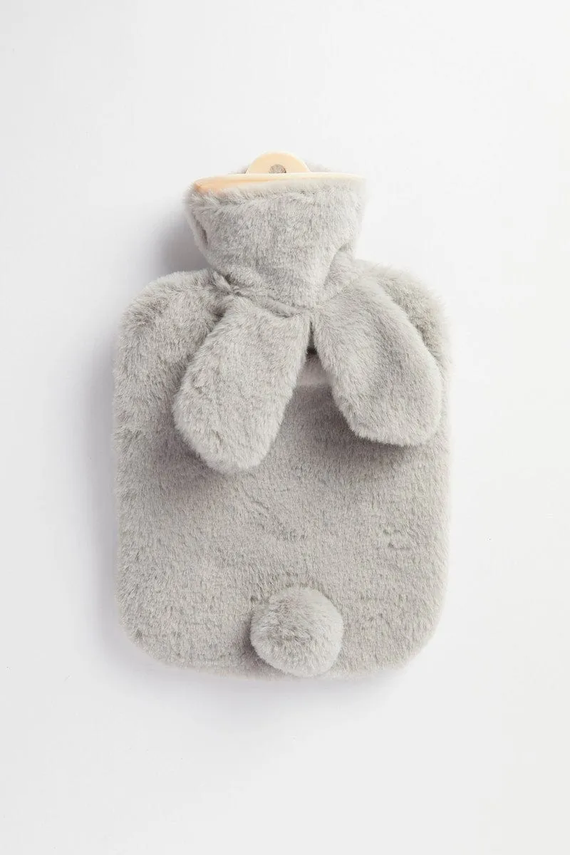 Grey Fluffy Hot Water Bottle