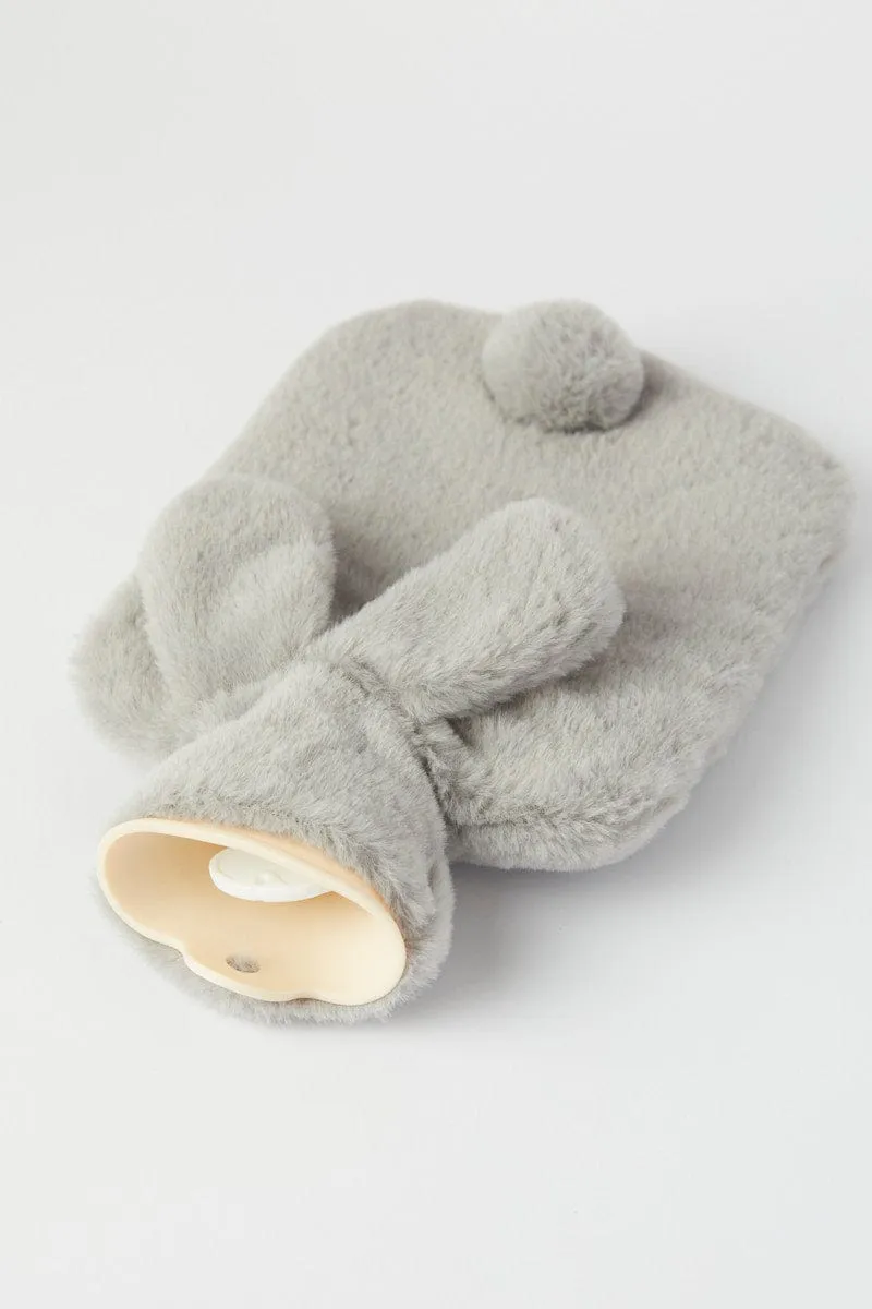 Grey Fluffy Hot Water Bottle