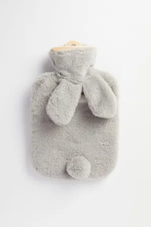 Grey Fluffy Hot Water Bottle