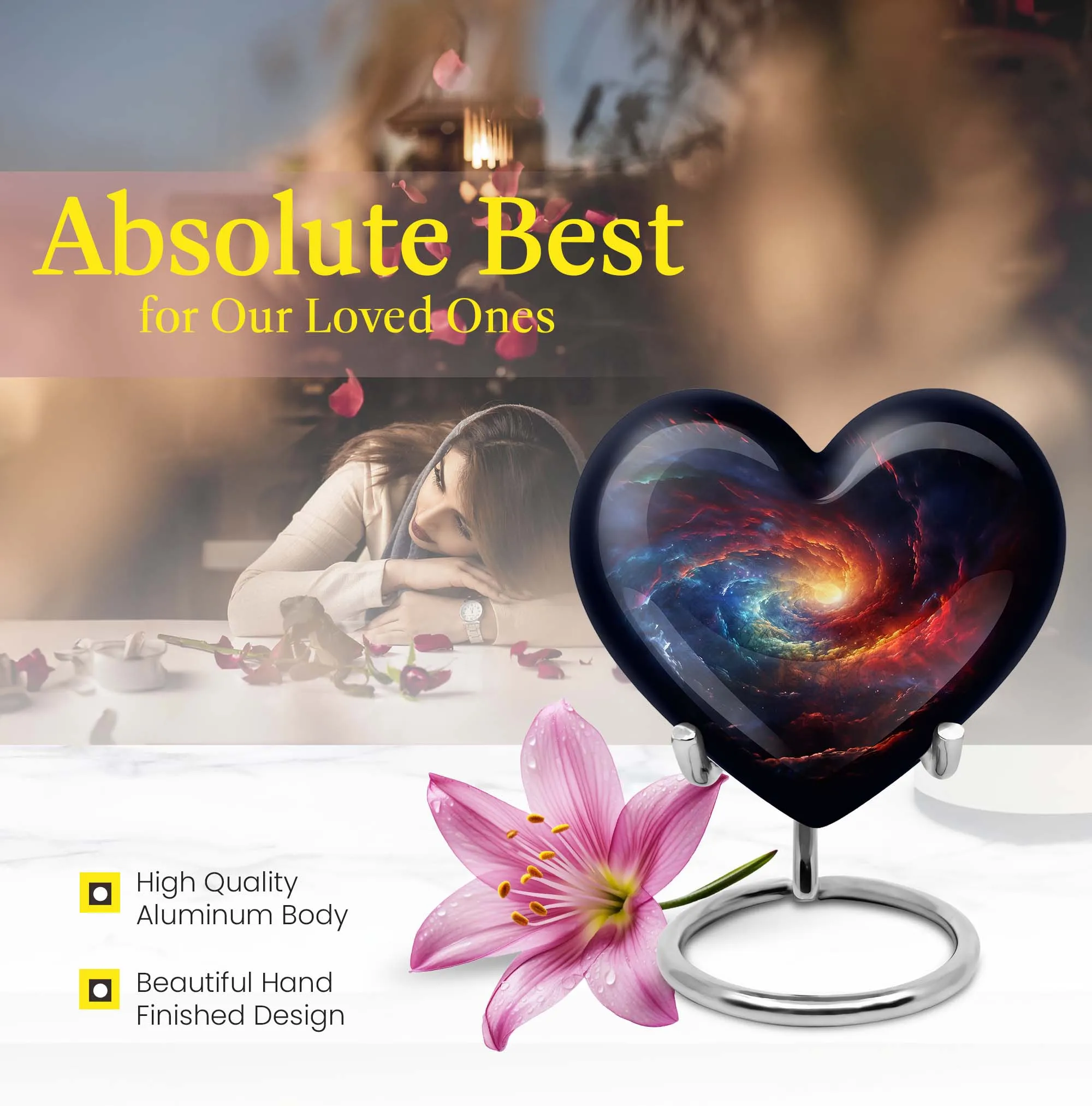 Heartfelt Rememberance - Unique Galaxy Urn for Custom Burial Memories, 10 Inches