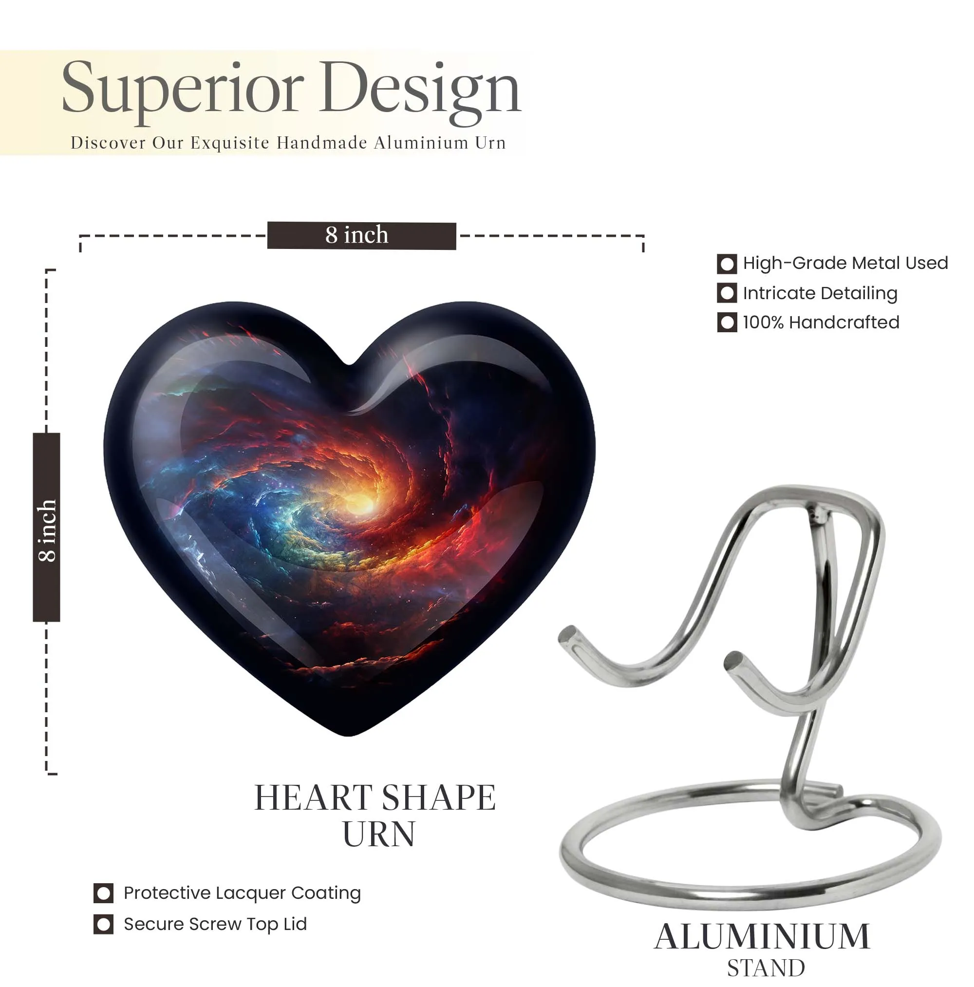 Heartfelt Rememberance - Unique Galaxy Urn for Custom Burial Memories, 10 Inches