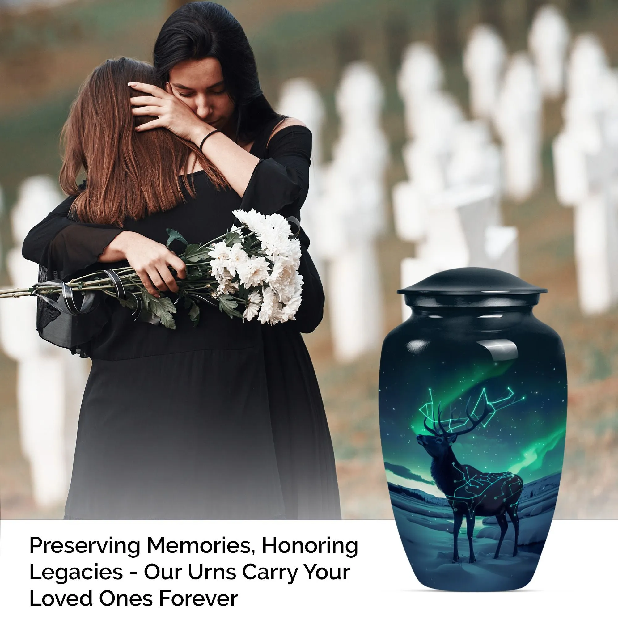 Heavenly Rest Deer Urn - Funeral Urn for Adult Male Dad