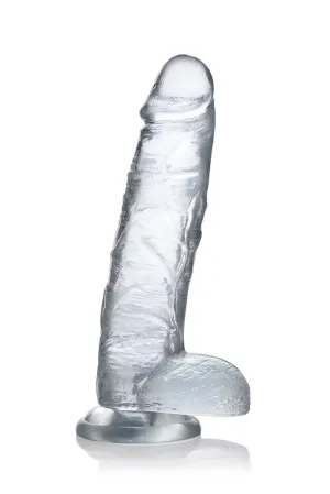 Jock C-thru 9 Clear Tpe Dong W/balls & Suction Cup