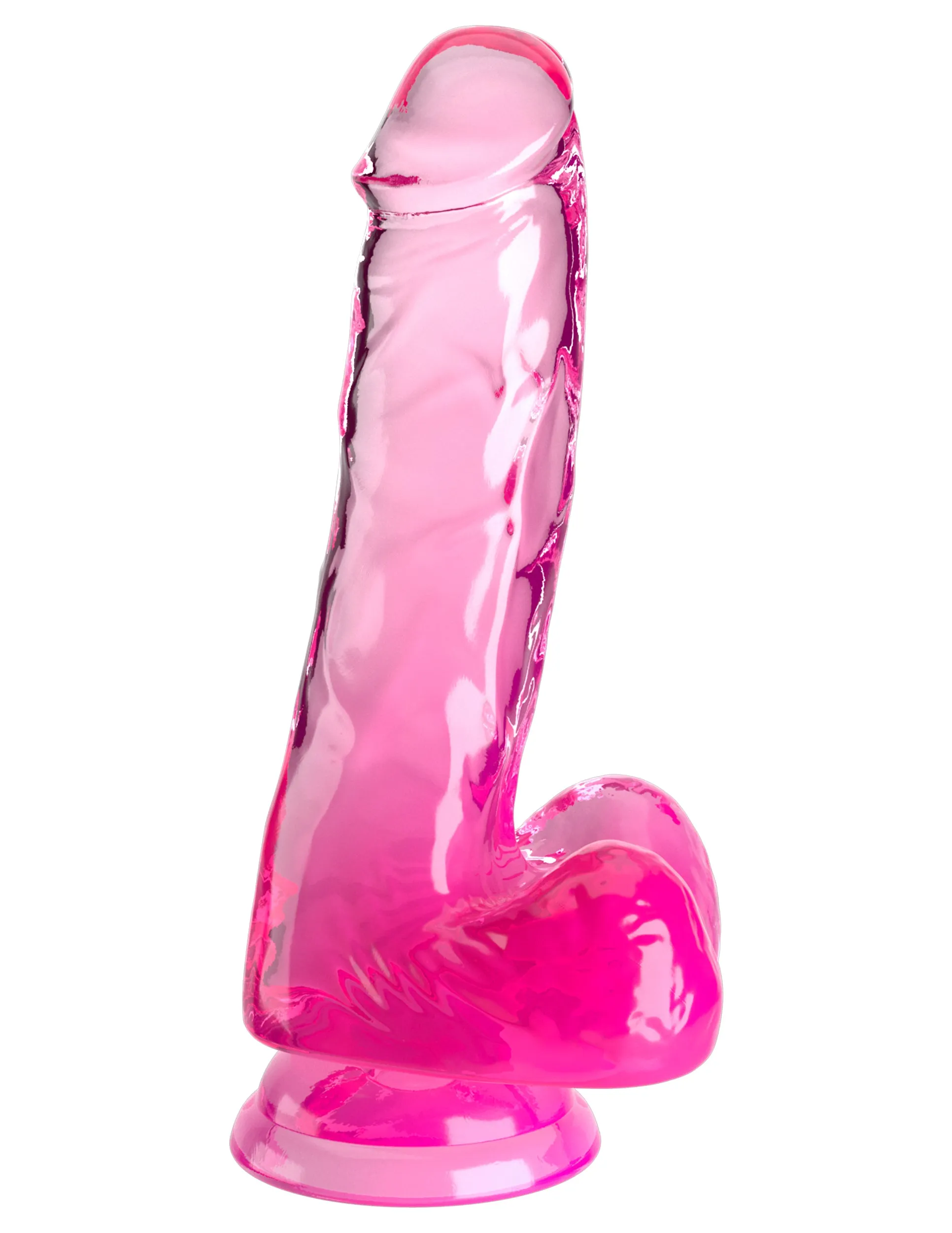King Cock Clear 6 Cock with Balls - Pink