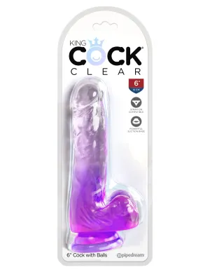 King Cock Clear 6 with Balls - Purple
