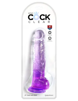King Cock Clear 8 with Balls - Purple