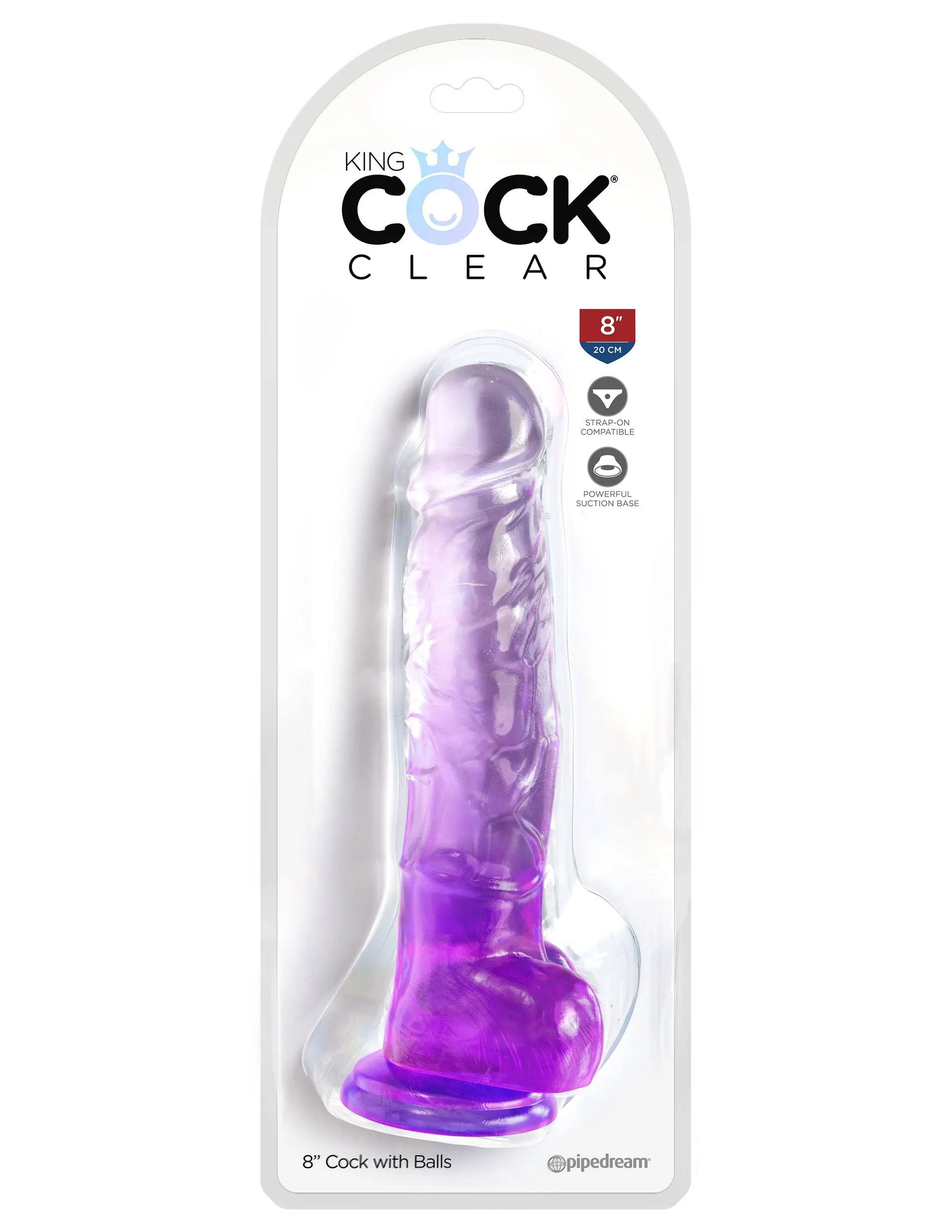 King Cock Clear 8 with Balls - Purple