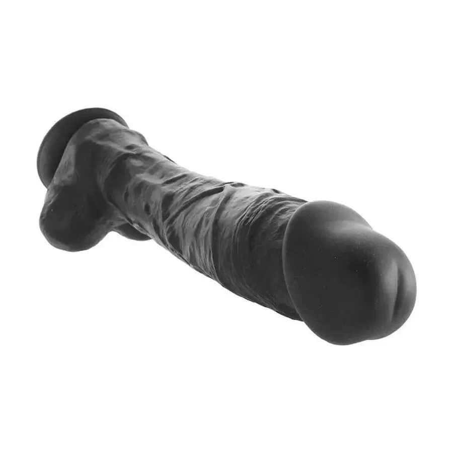 Large Body Safe Silicone Dildo Sex Toy 10 Inch Black Suction Cup Dildo