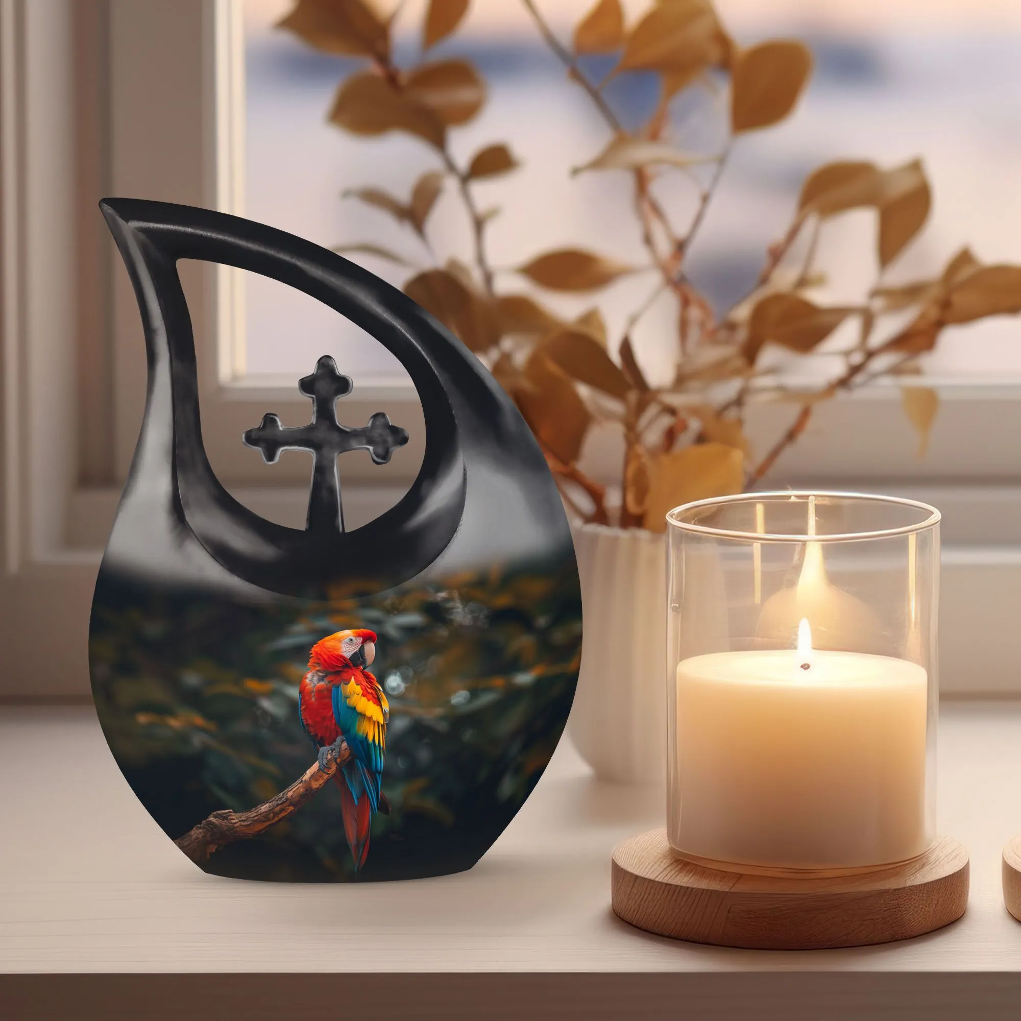 Macaw Parrot Commemorative Cremation Urn for Unforgettable Eternity