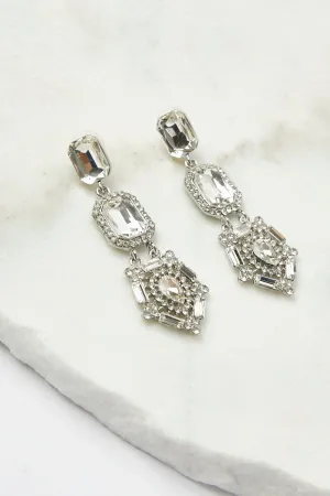 Metallic Crystal Dangle Earrings