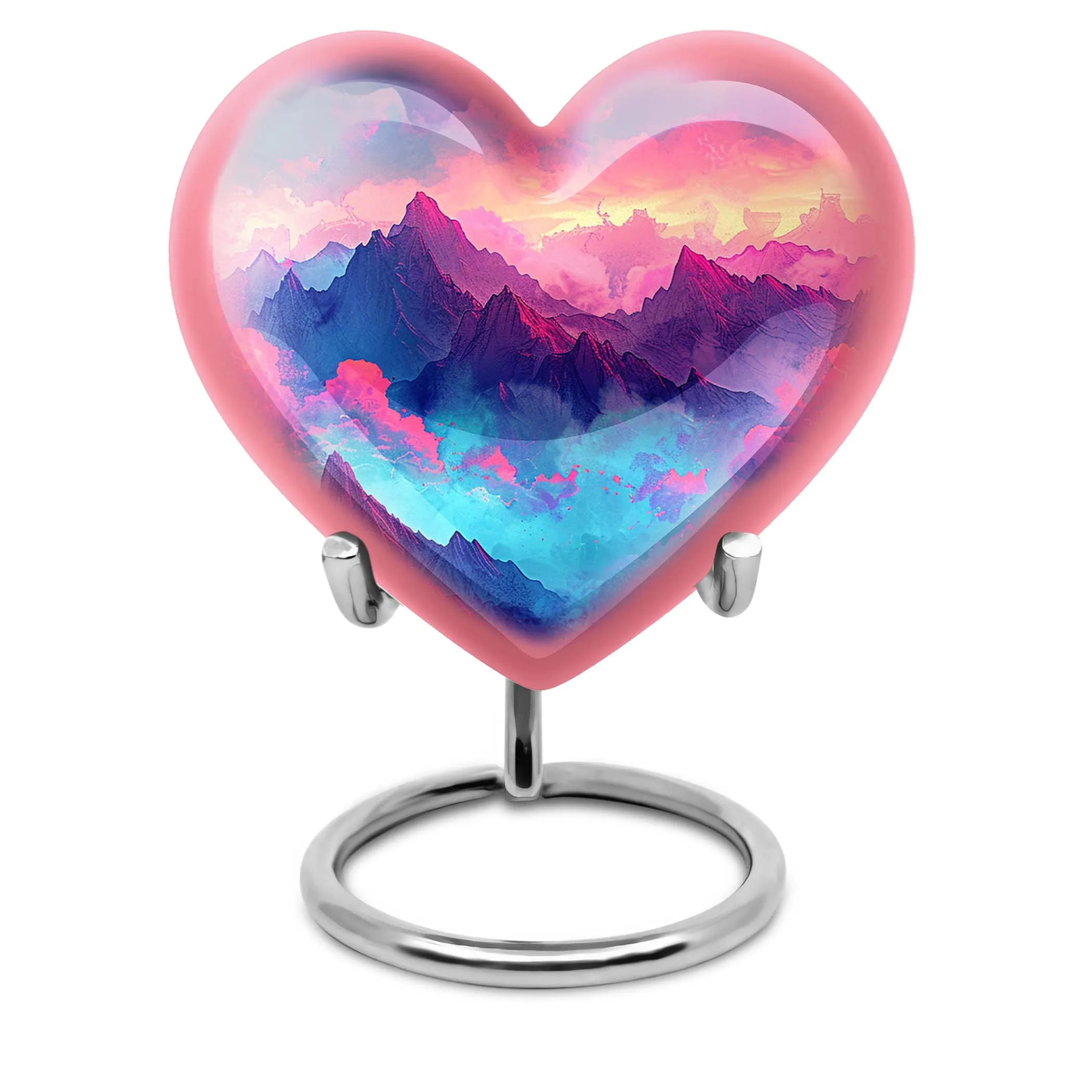 MOUNTAINS Heart Urn Purple Meadow, Perfect Memorial Urns for Burial Ashes