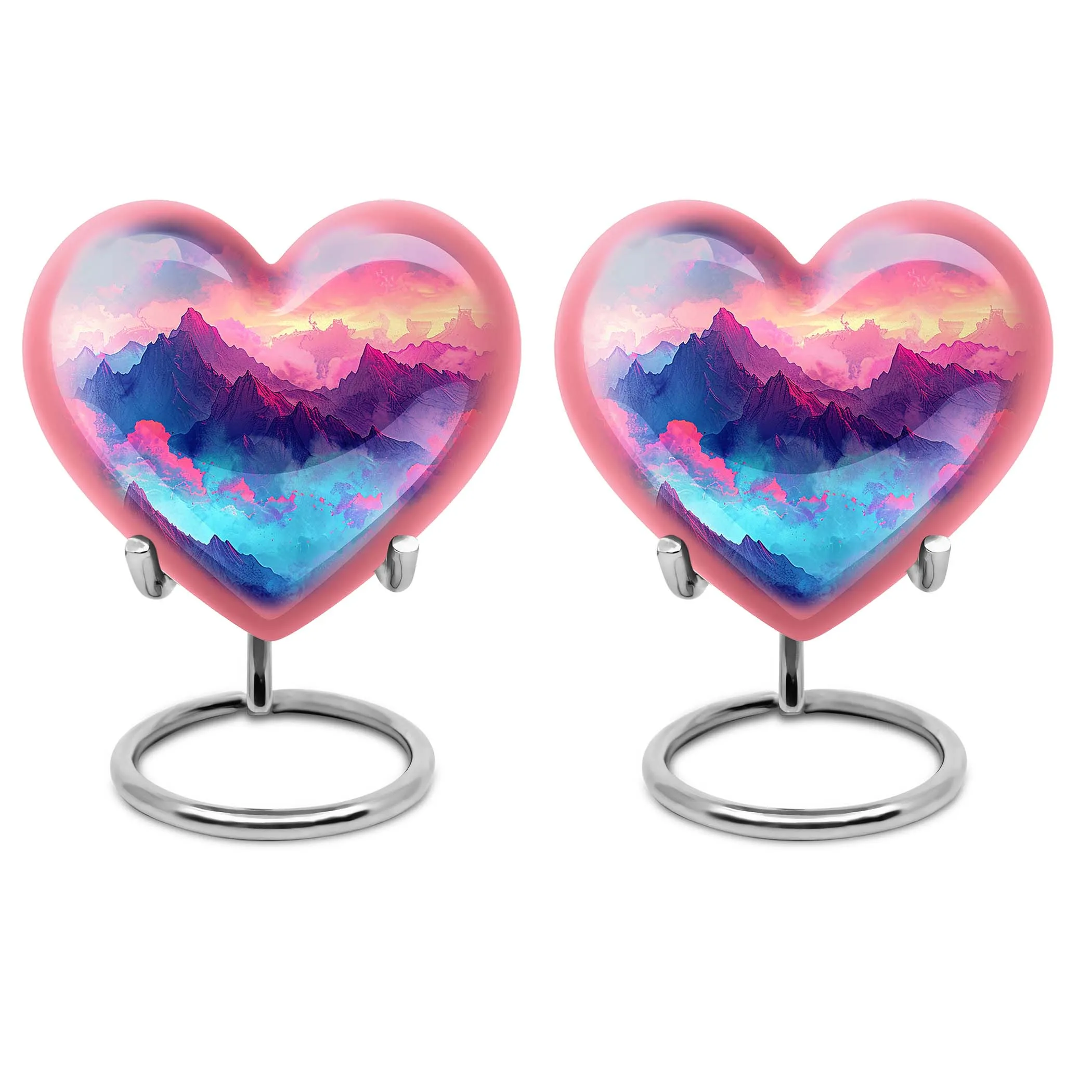 MOUNTAINS Heart Urn Purple Meadow, Perfect Memorial Urns for Burial Ashes
