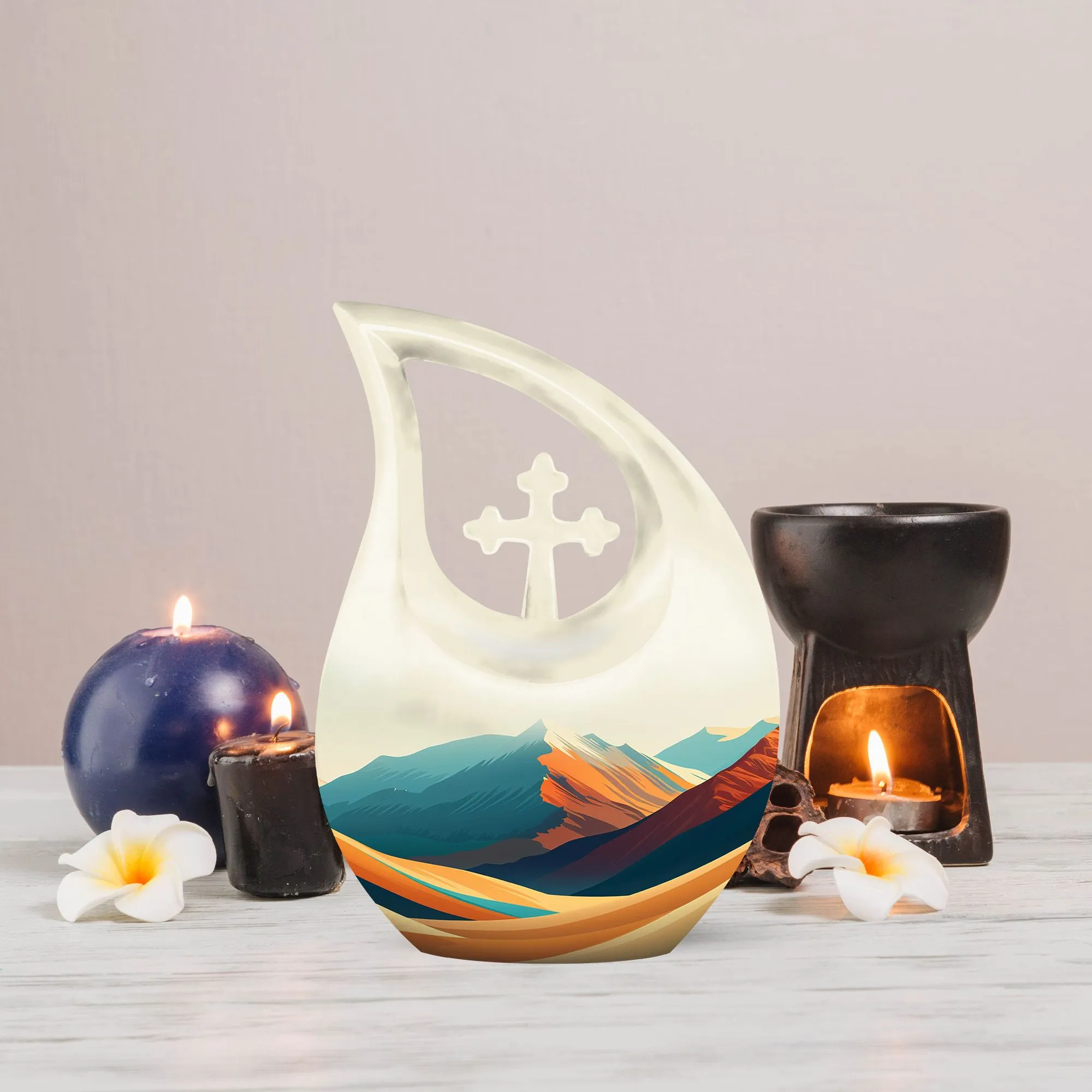 Mountains Urn: Tranquil Memorial Tribute for Human Ashes
