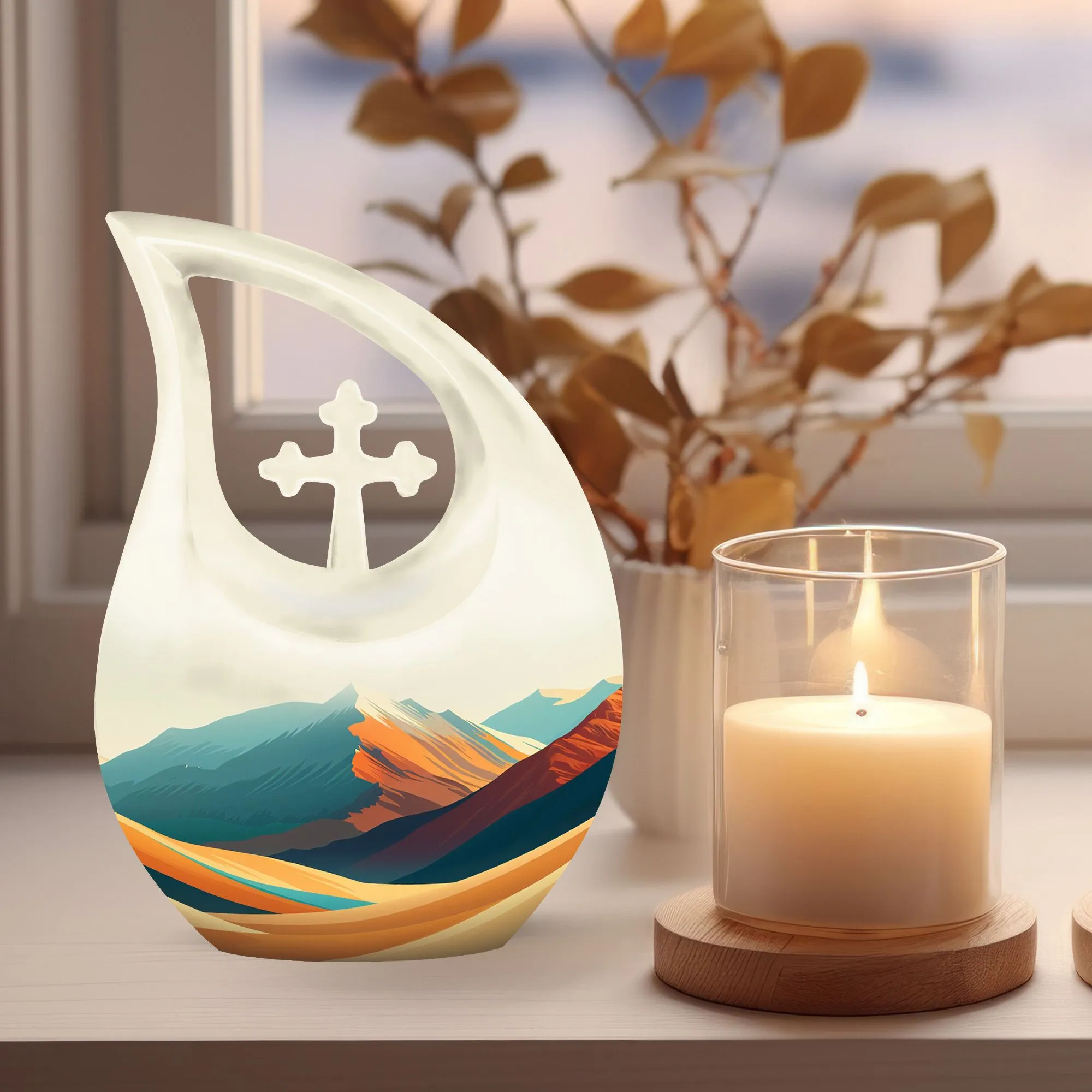 Mountains Urn: Tranquil Memorial Tribute for Human Ashes