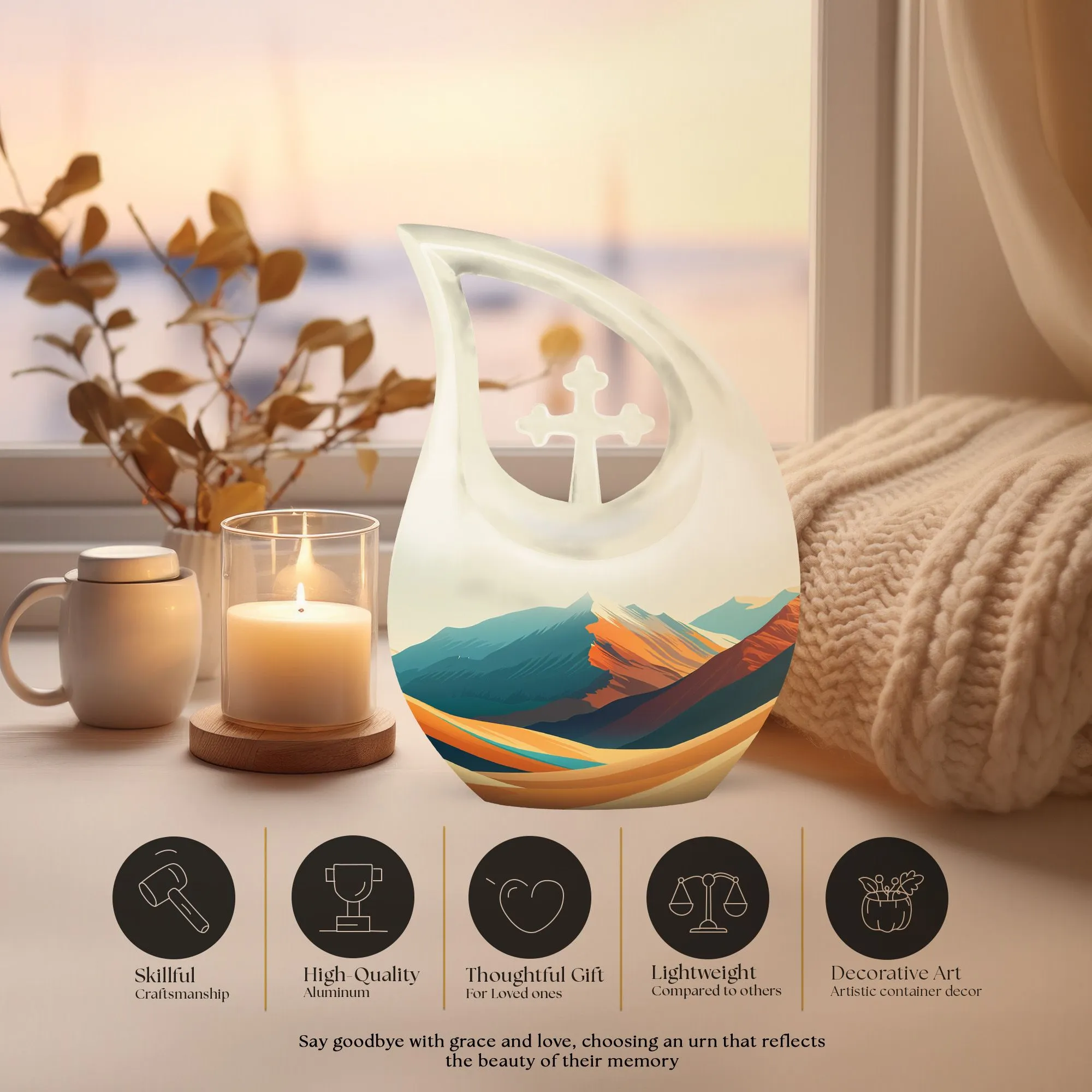 Mountains Urn: Tranquil Memorial Tribute for Human Ashes