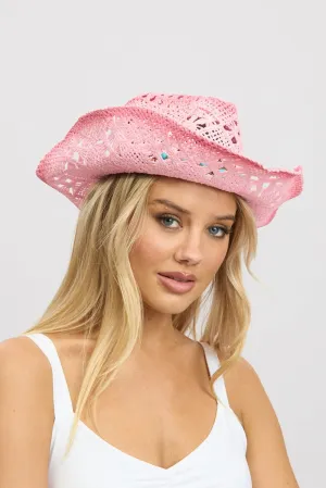 Pink Festival Straw Cowboy Hat