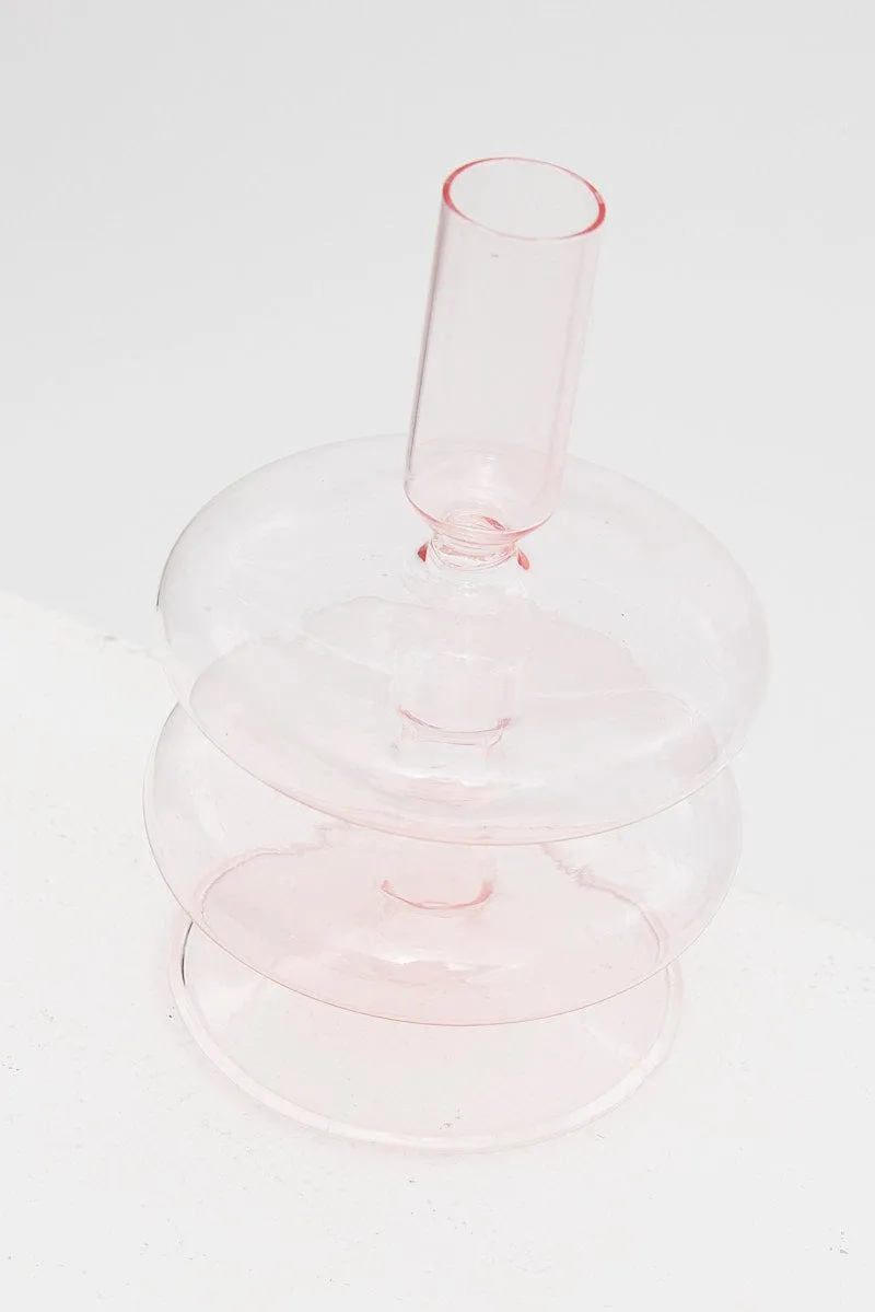 Pink Glass Candle Holder and Vase