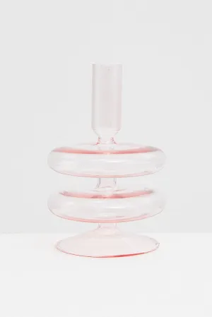 Pink Glass Candle Holder and Vase