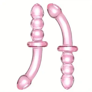 Pink Glass Dildo Anal Plug Self-Wrist Handheld Massage Anal Beads