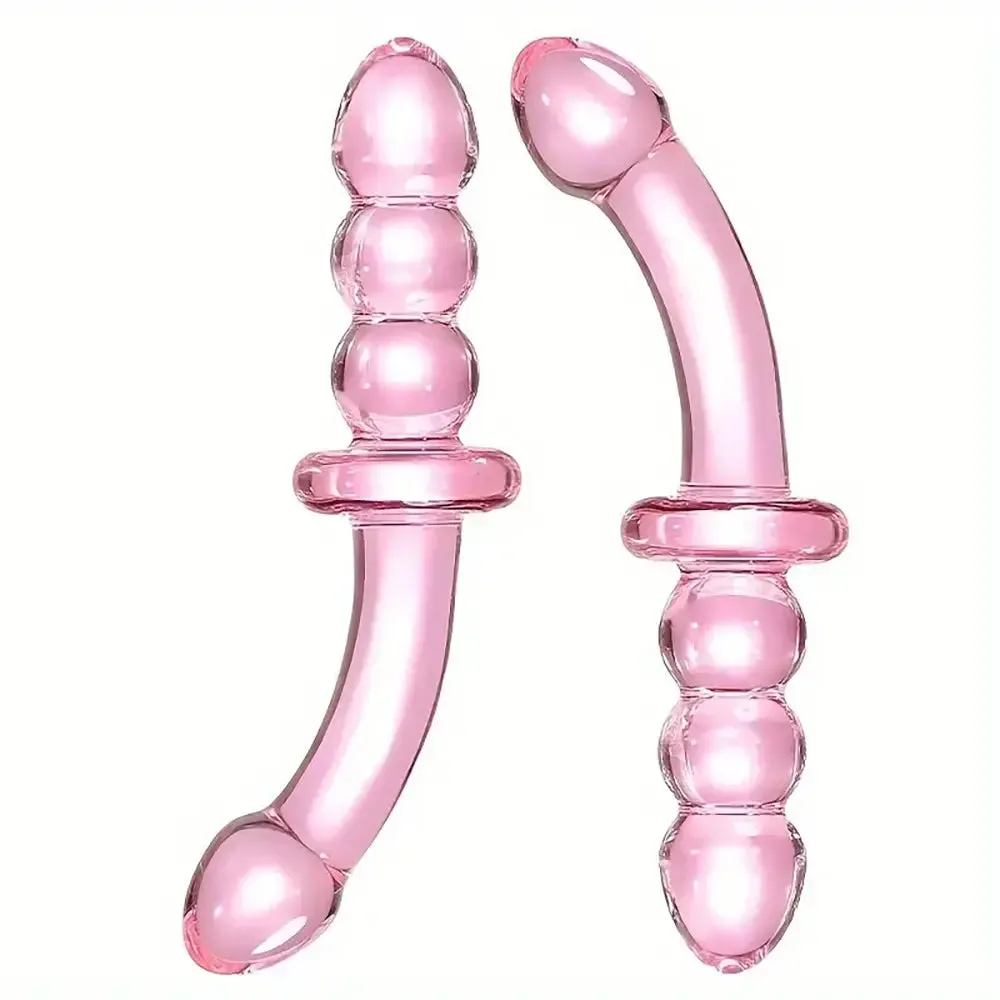 Pink Glass Dildo Anal Plug Self-Wrist Handheld Massage Anal Beads