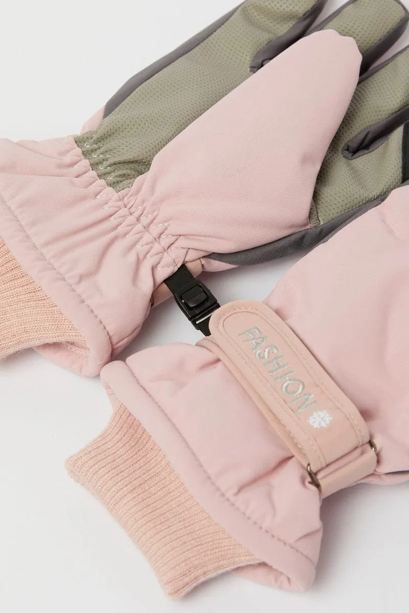 Pink Ski Gloves