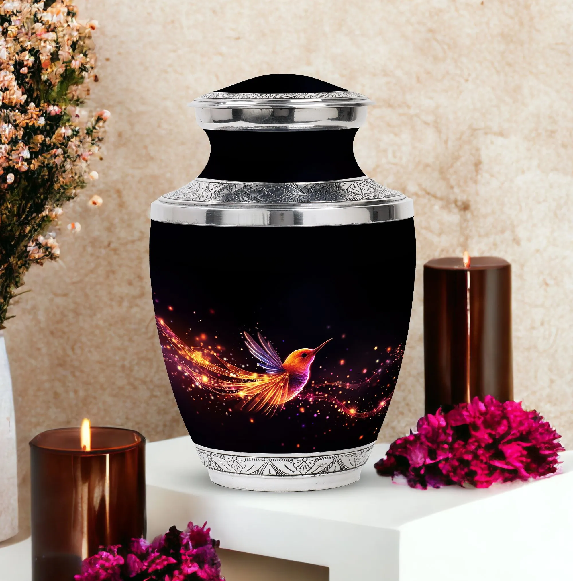 Radiant Sparrow Memorial: Artistic Cremation Urn for Adults