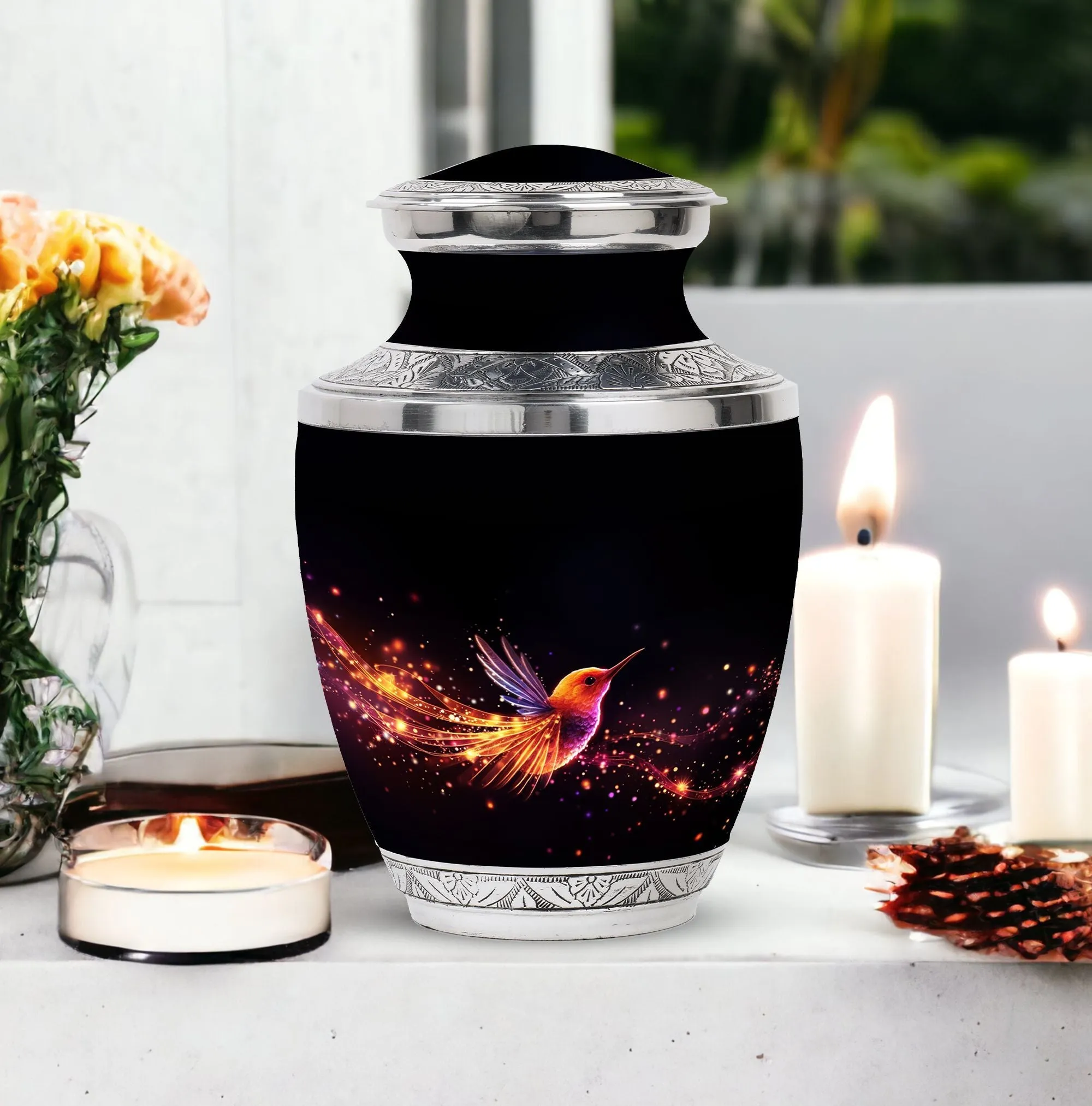 Radiant Sparrow Memorial: Artistic Cremation Urn for Adults