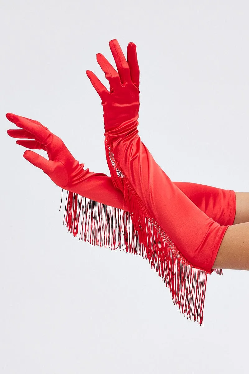 Red Tasseled Gloves