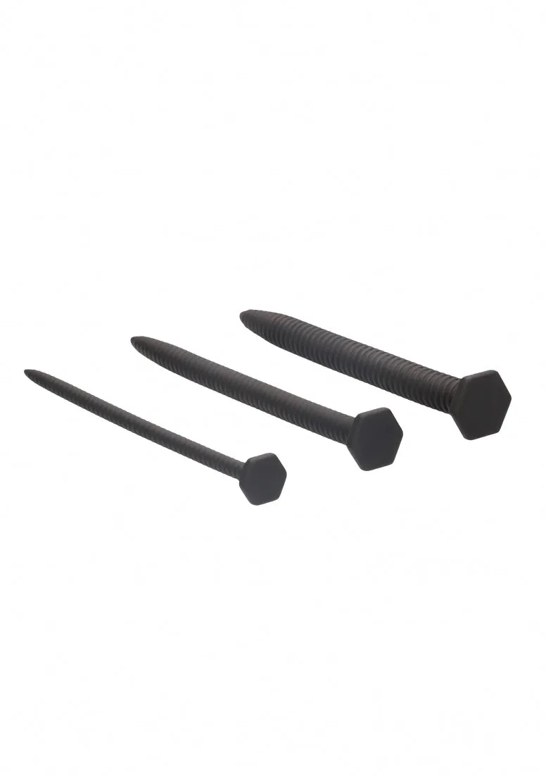 Silicone Screw Plug Set - Urethral Sounding - Black