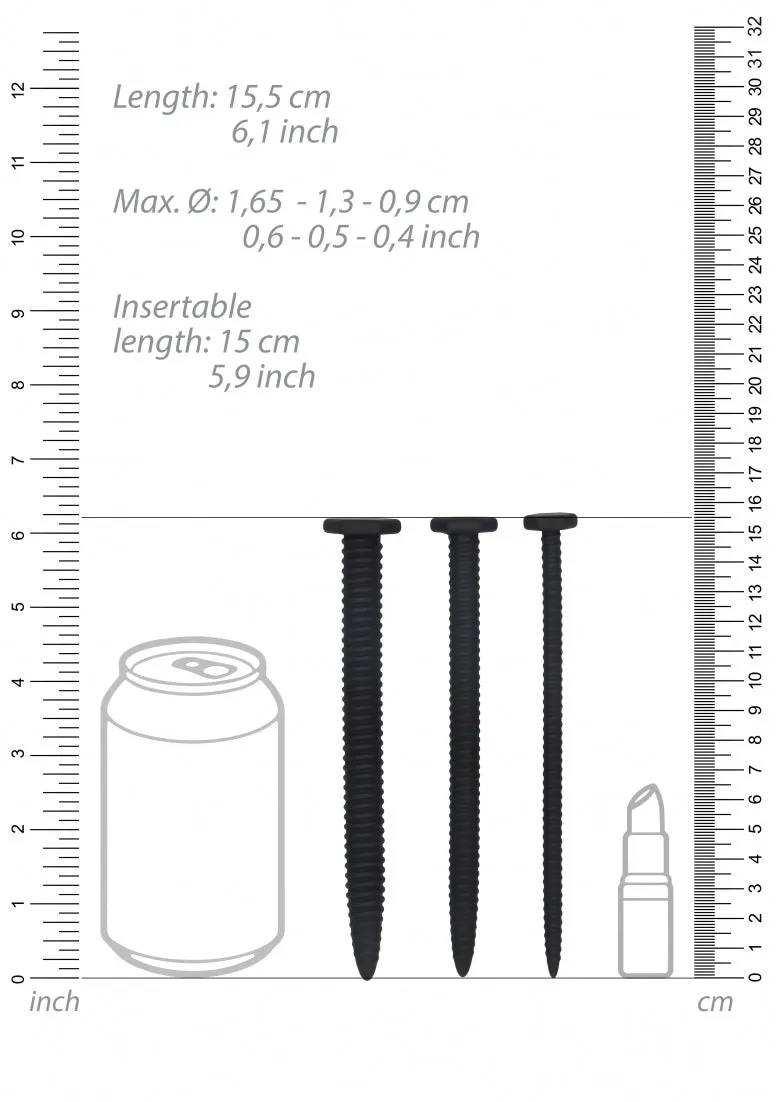 Silicone Screw Plug Set - Urethral Sounding - Black