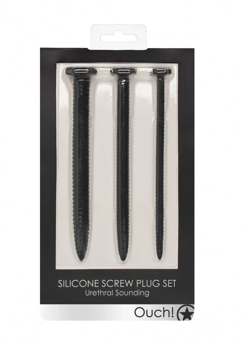Silicone Screw Plug Set - Urethral Sounding - Black