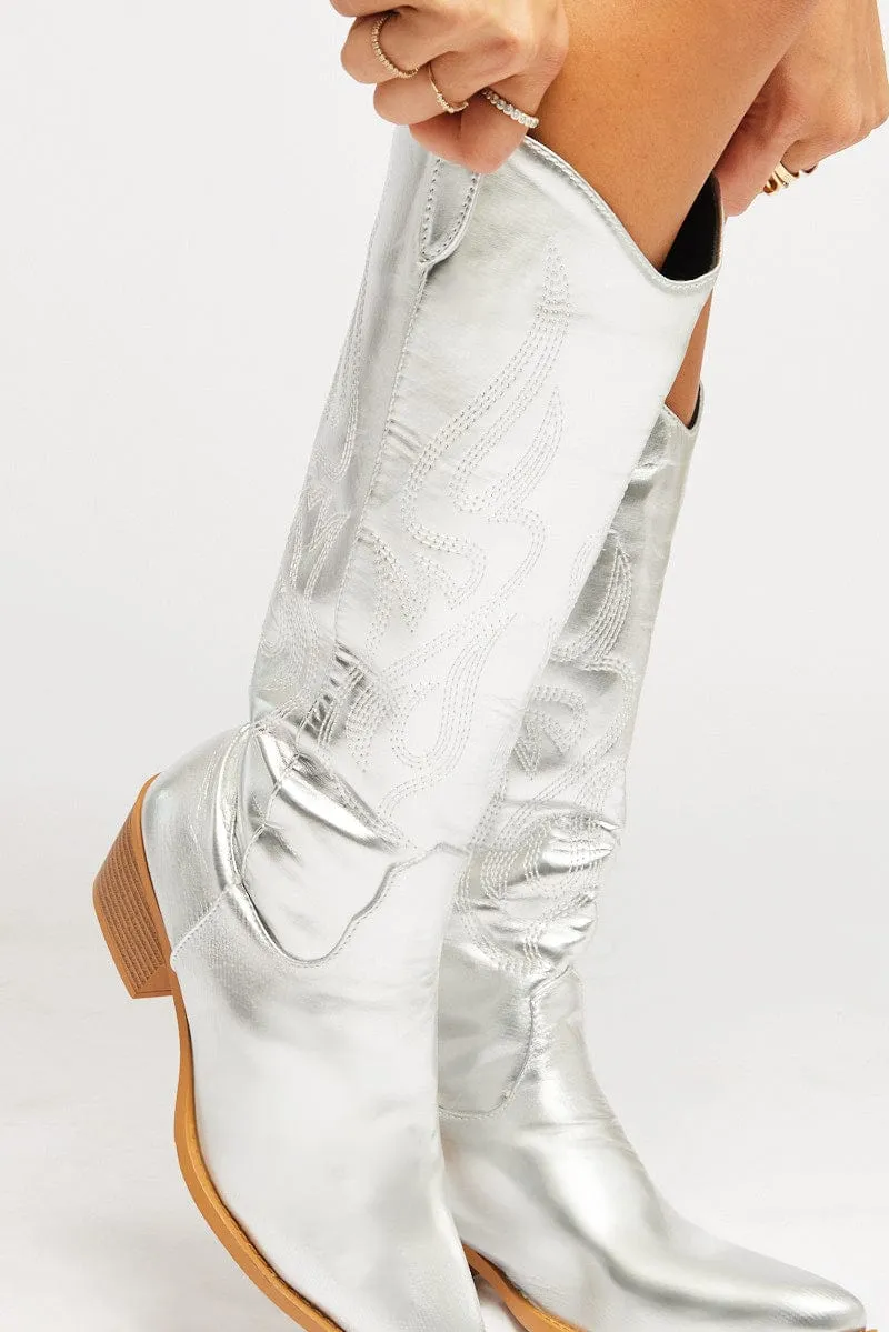 Silver Cowboy Boots