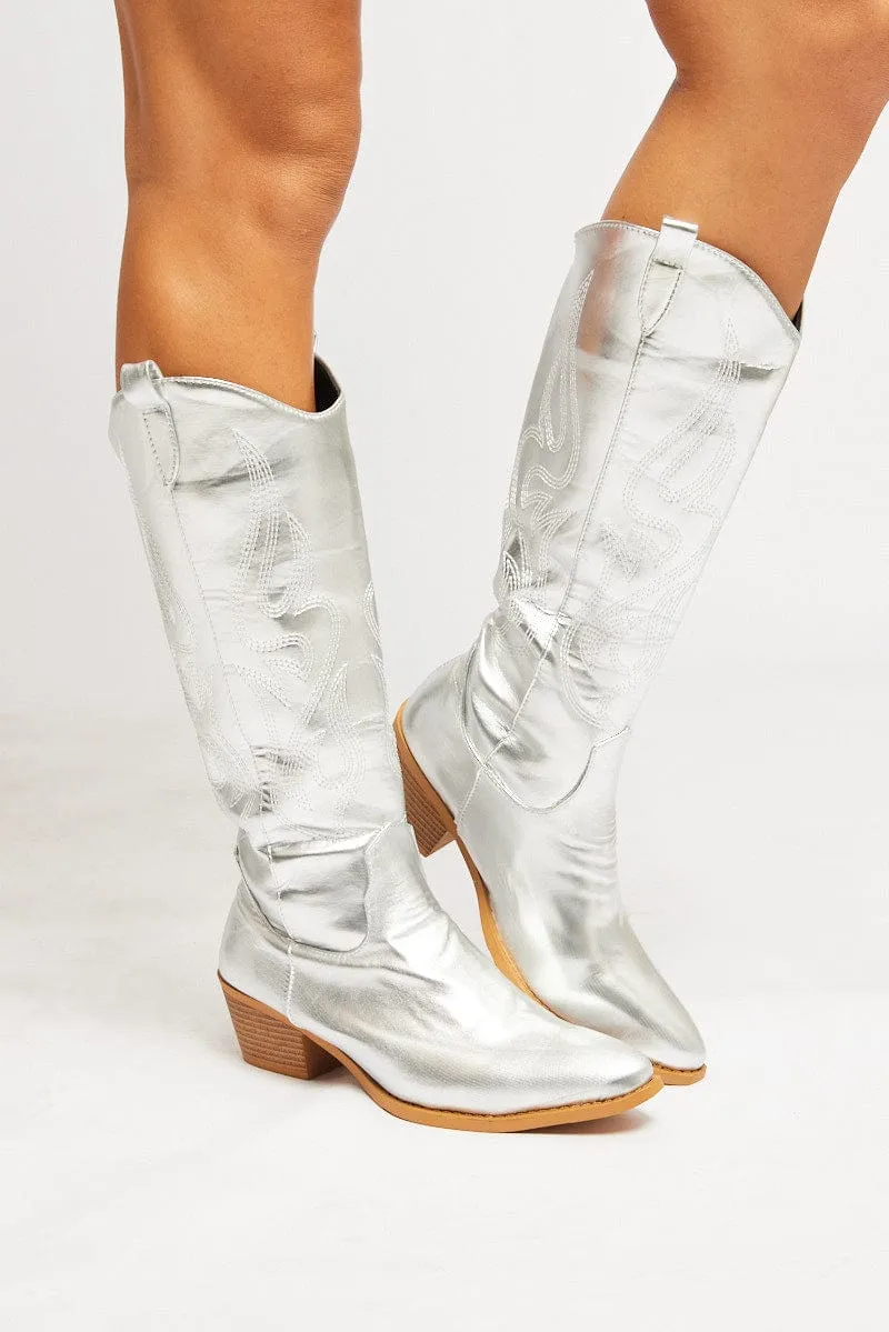 Silver Cowboy Boots