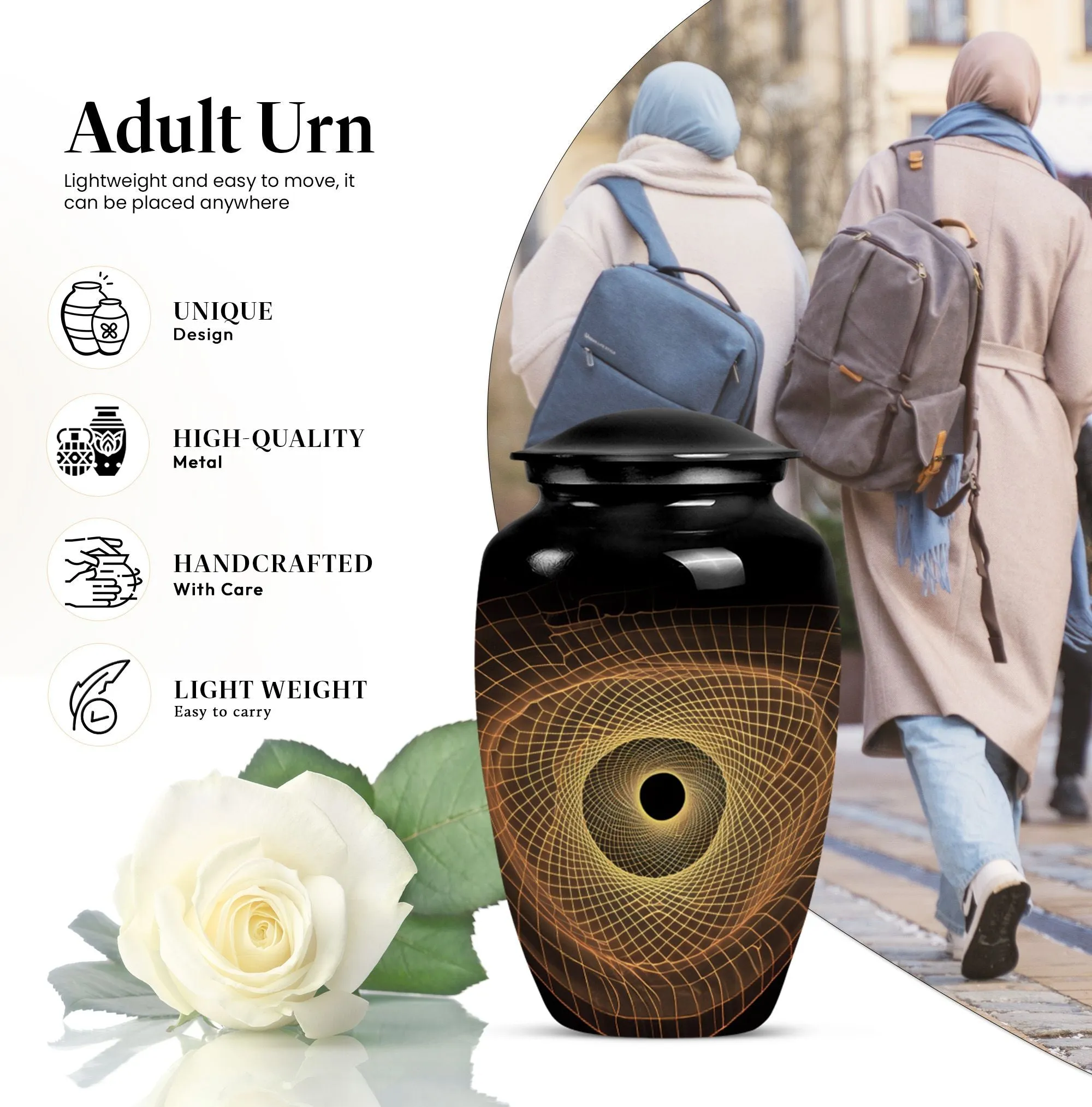 Spiral Urn - Multifaceted Burial Large Urn for Timeless Memories