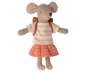 Tricycle Mouse, Big Sister with bag - Coral