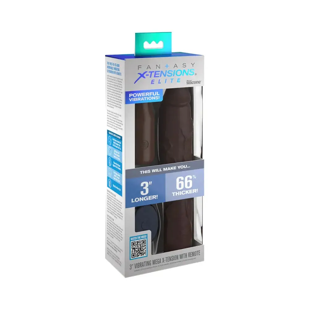 Vibrating Penis Sleeve Sex Toy 9 inch Silicone Penis Extender Brown Cock Sleeve