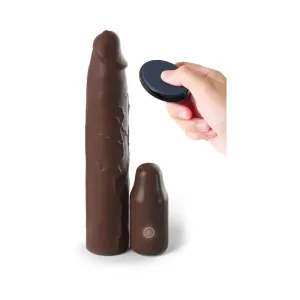 Vibrating Penis Sleeve Sex Toy 9 inch Silicone Penis Extender Brown Cock Sleeve