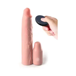 Vibrating Penis Sleeve Sex Toy 9 inch Silicone Penis Extender Extension Sleeve